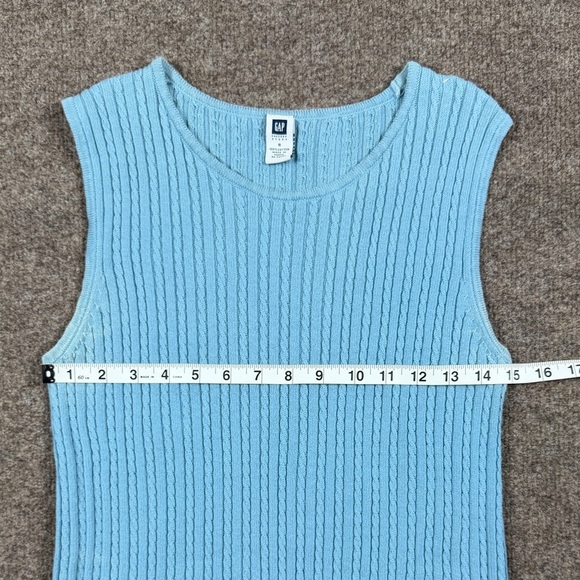 Vintage Y2K Gap Blue Cable-knit Sweater Vest Women’s S Preppy Lightweight Layer - Picture 8 of 9